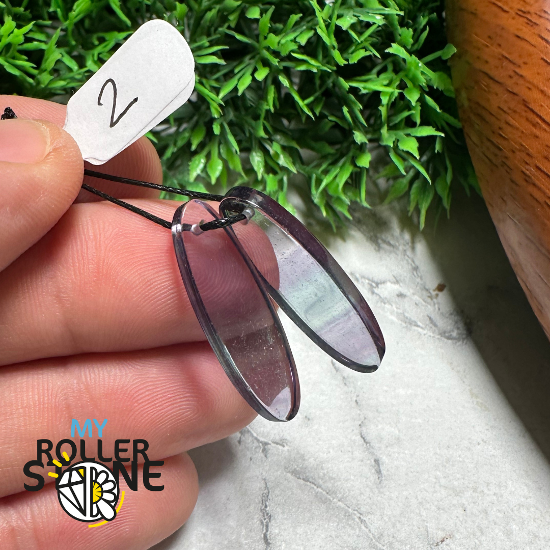 Paire de Cabochons percées Fluorite Goutte - 1 - Breloques et pendentifs