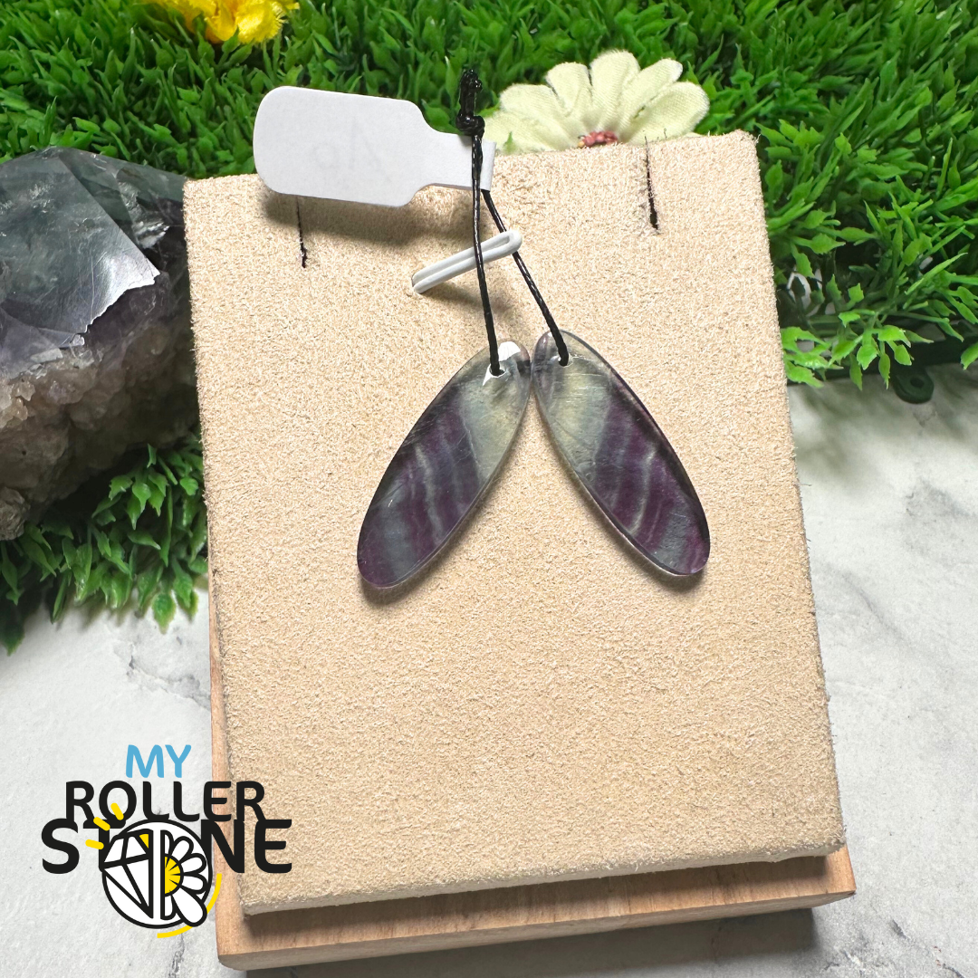 Paire de Cabochons percées Fluorite Goutte oval - Breloques et pendentifs