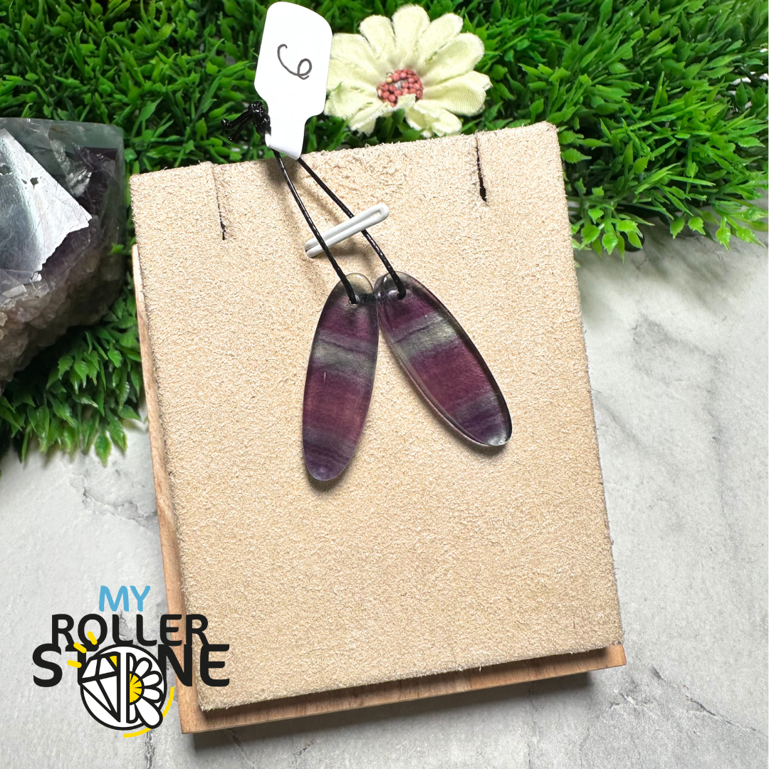 Paire de Cabochons percées Fluorite Goutte oval - 6 - Breloques et pendentifs