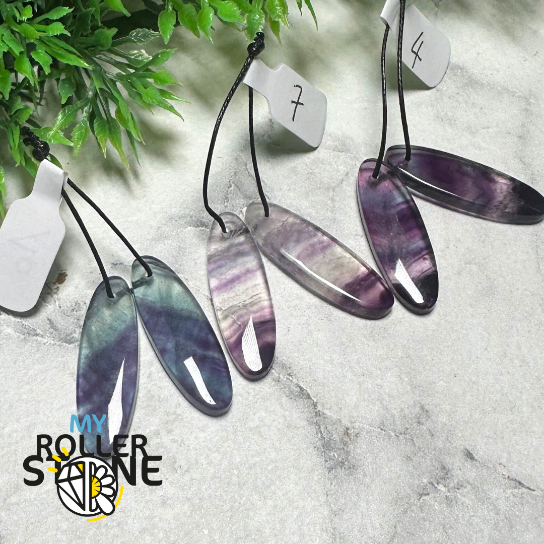 Paire de Cabochons percées Fluorite Goutte oval - Breloques et pendentifs