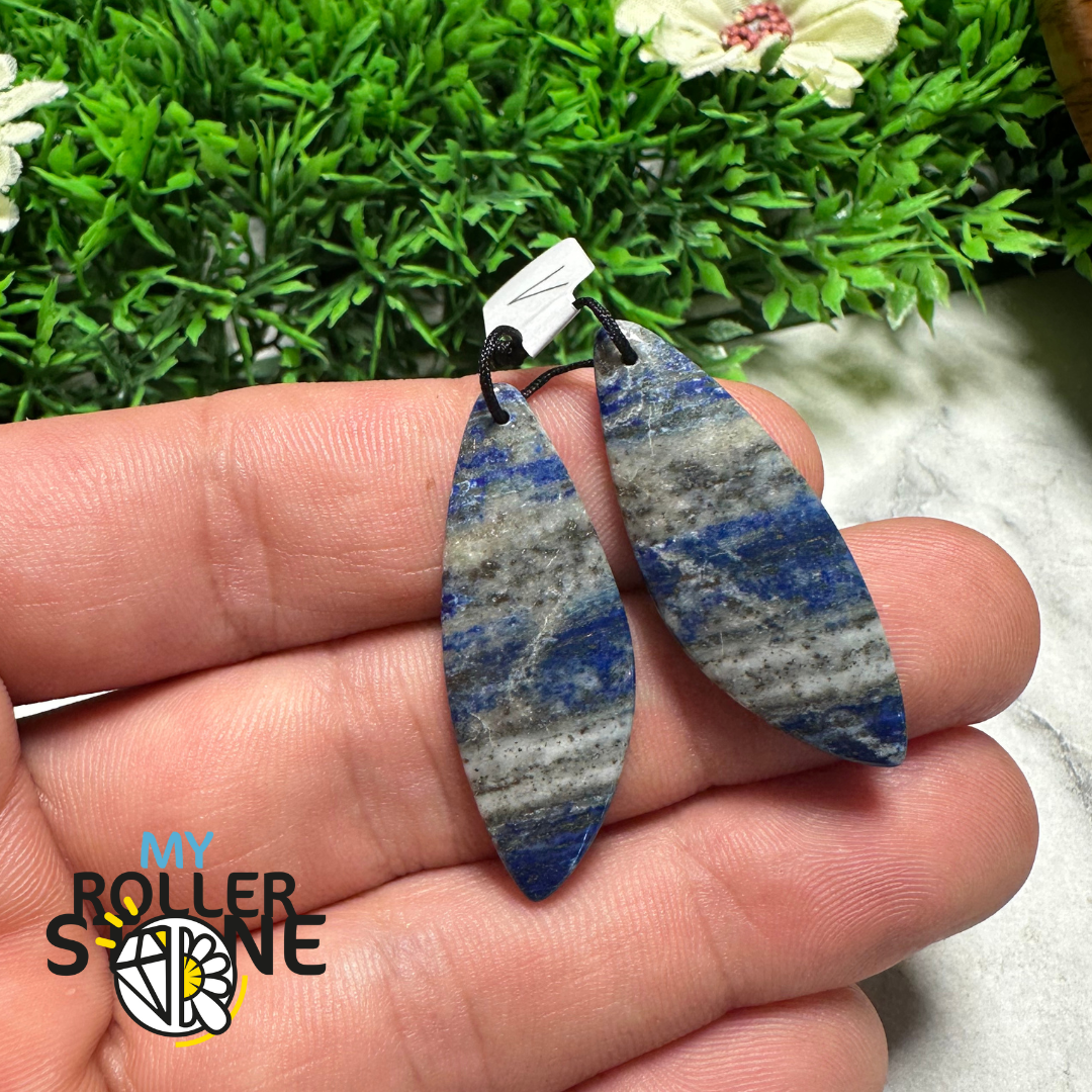 Paire de Cabochons percées Lapis Lazuli - 1 - Breloques et pendentifs