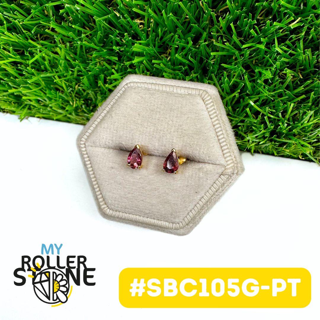 Boucles D'oreilles Tourmaline rose Argent 925 Plaqué Or 18K (SBC105G-PT)
