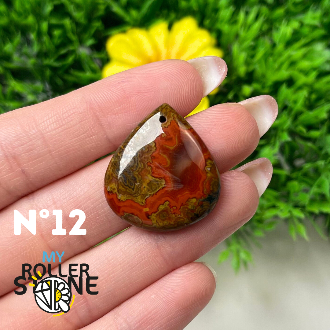 Pendentif Agate Marocaine 5A percé - 12