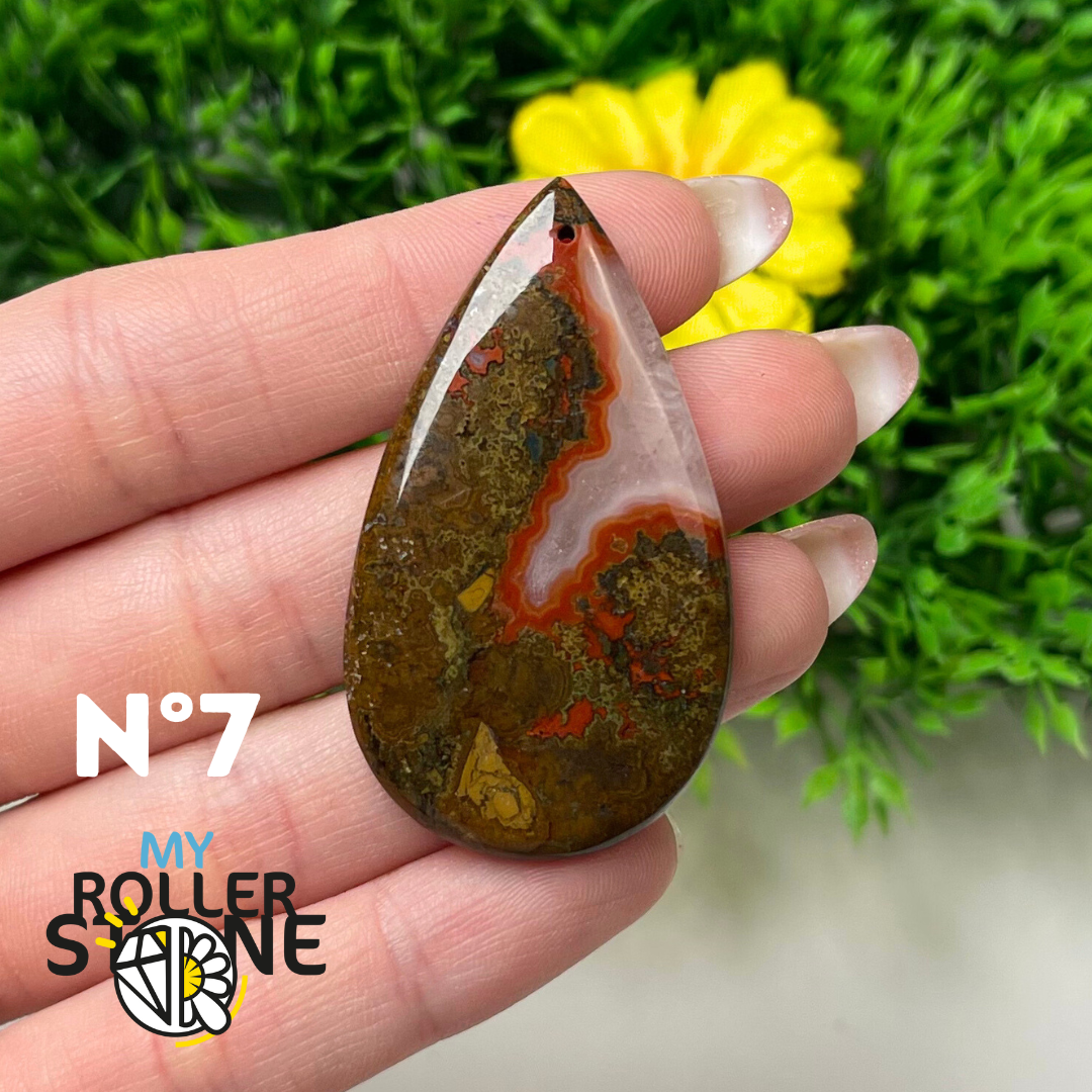 Pendentif Agate Marocaine 5A percé - 7