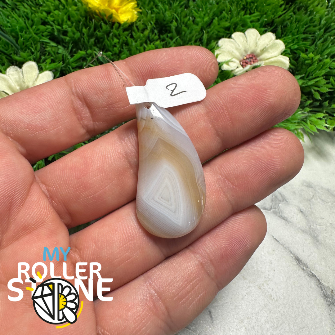 Pendentif Agate Montana Percée - 2 - Perles