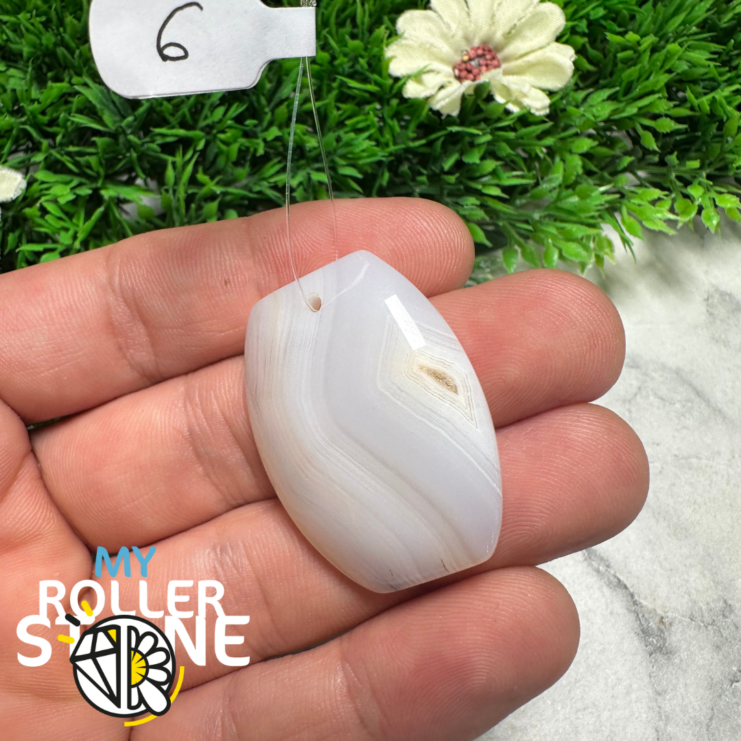 Pendentif Agate Montana Percée - 6 - Perles