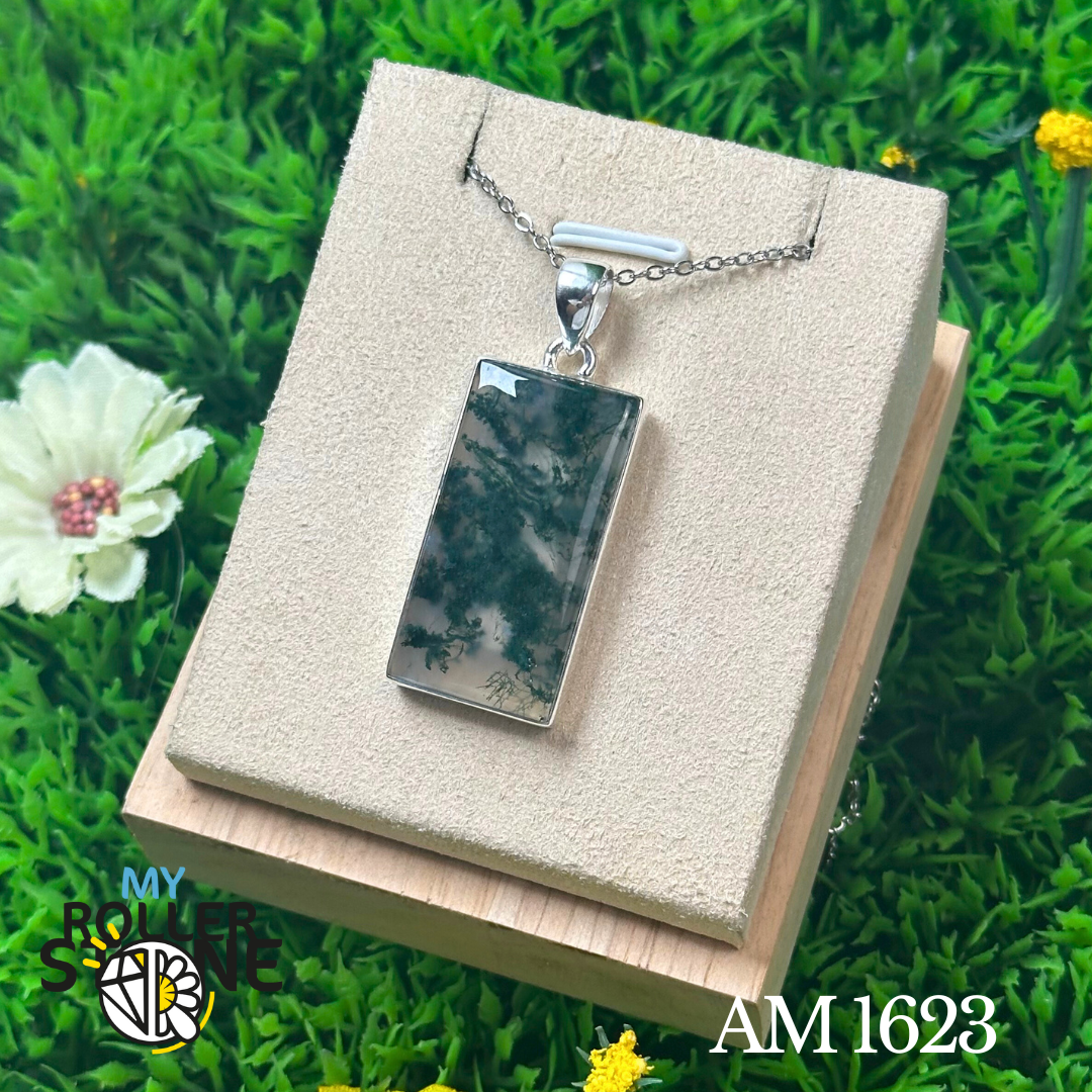 Pendentif Agate mousse #AM 1623 - Breloques et pendentifs