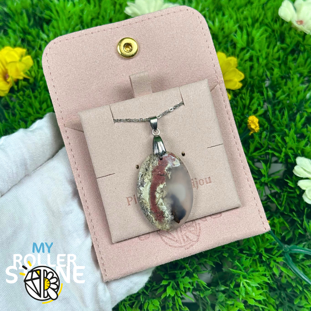 Pendentif Agate Mousse Indonésienne 5A Percé