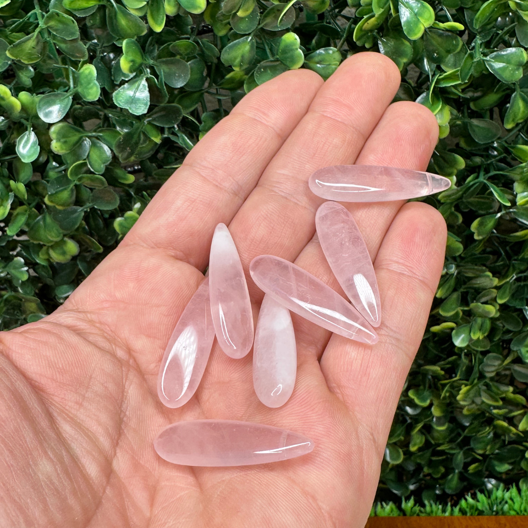 Pendentif allongé Quartz rose ou Oeil de tigre (Perçage latéral) - Perles