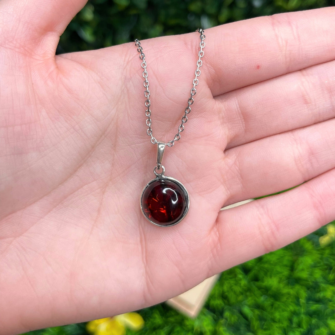 Pendentif Ambre Arbre de vie Cerise