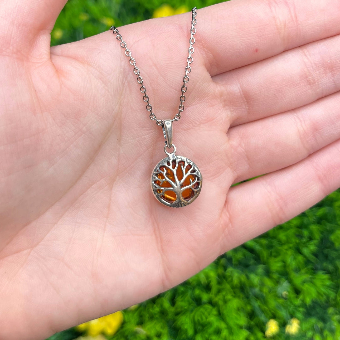 Pendentif Ambre Arbre de vie Cognac