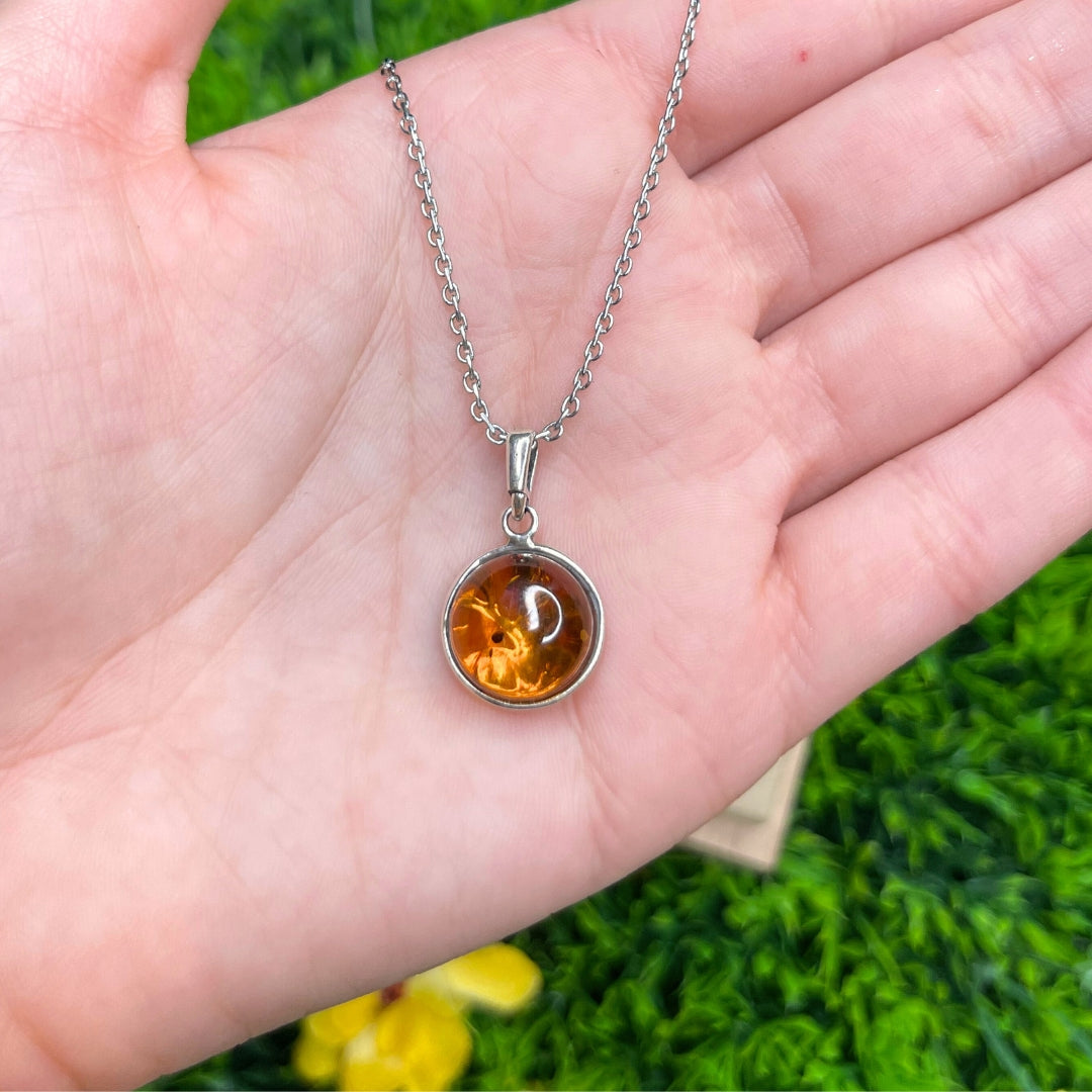Pendentif Ambre Cognac Arbre de vie