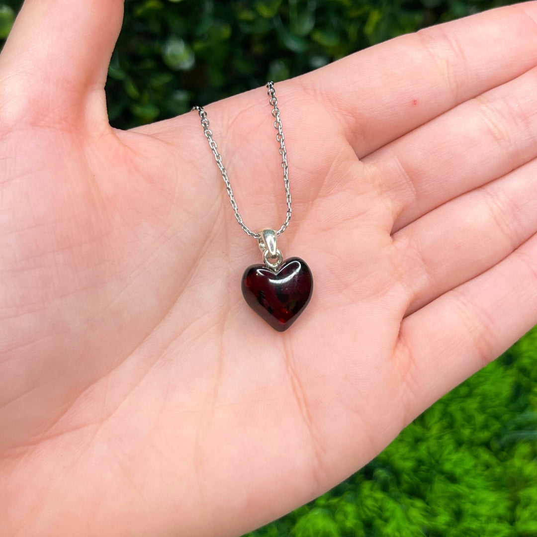 Pendentif Coeur Ambre Cerise
