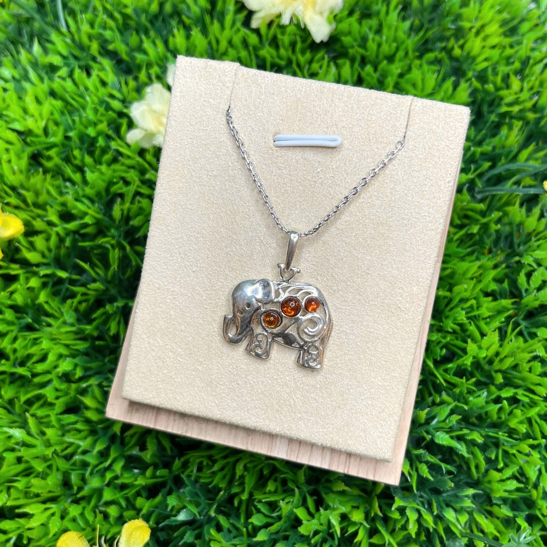 Pendentif Ambre Eléphant - Perles