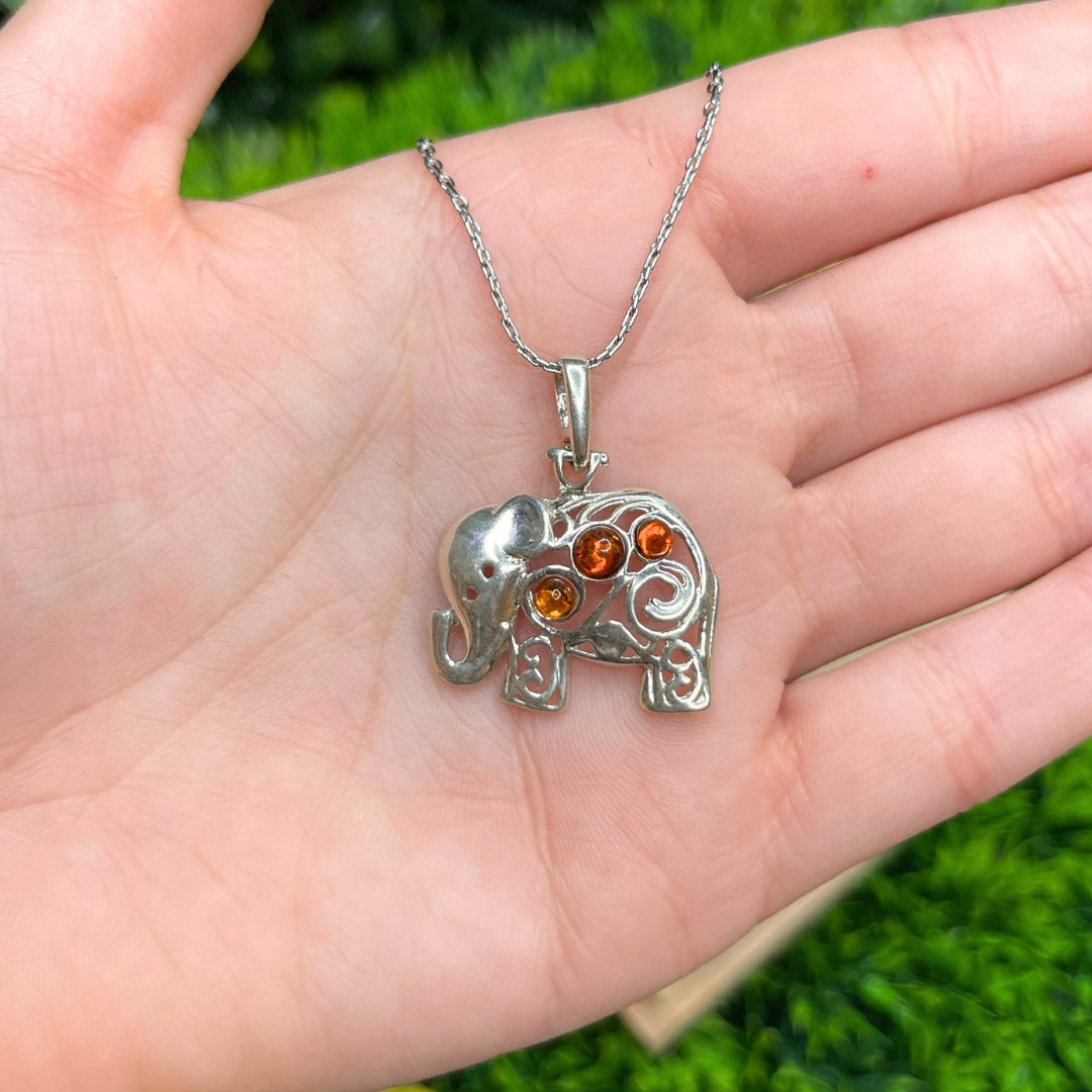 Pendentif Ambre Eléphant - Perles
