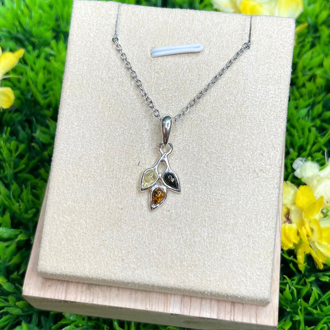 Pendentif Ambre Feuille