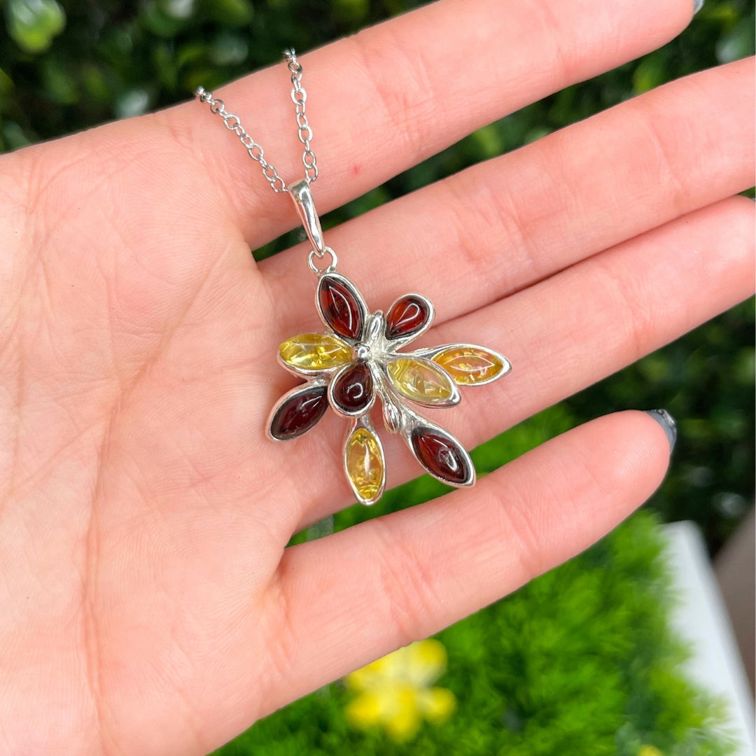 Pendentif Ambre Fleur
