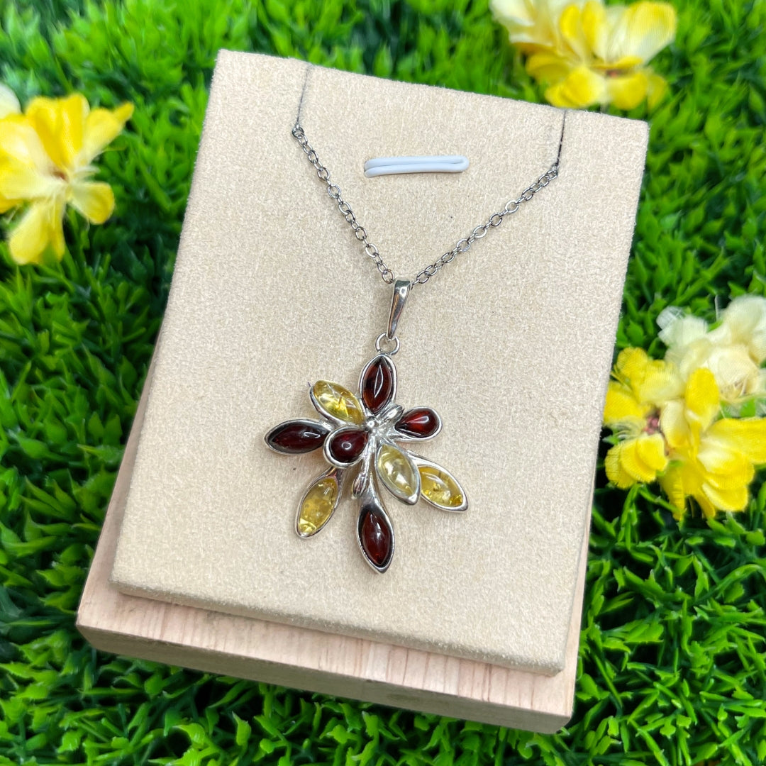 Pendentif Ambre Fleur