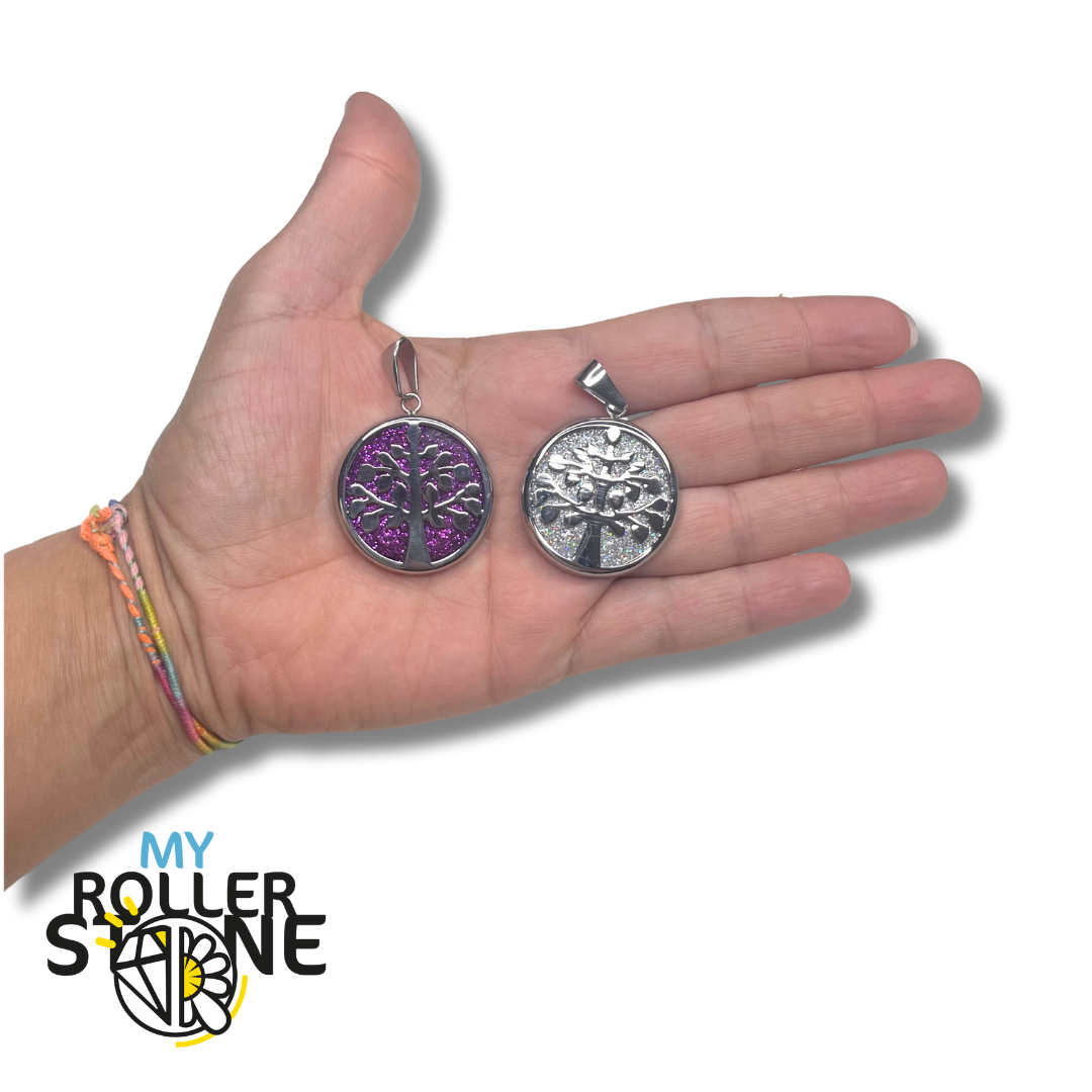Pendentif Arbre de vie Acier inoxydable Violet/Argenté - Breloques et pendentifs
