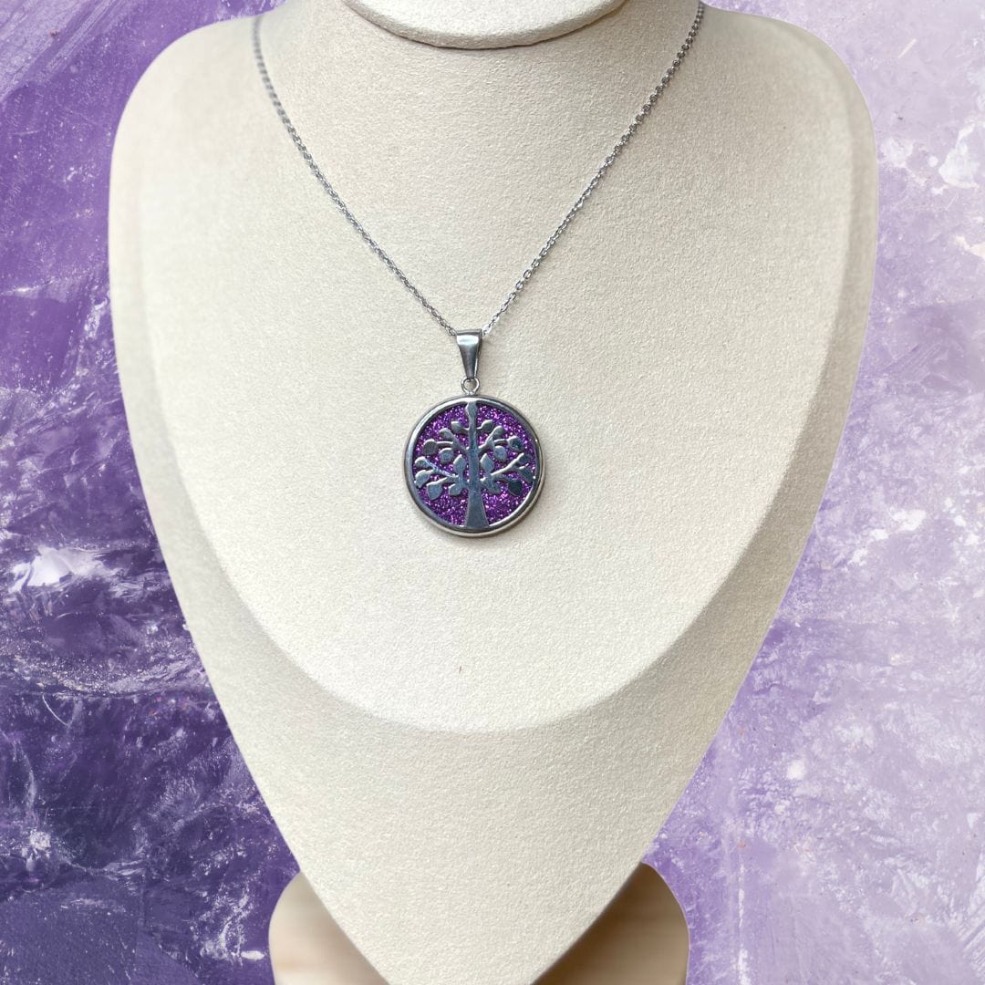 Pendentif Arbre de vie Acier inoxydable Violet/Argenté - Breloques et pendentifs