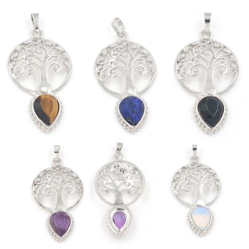 Pendentif arbre de vie et pierre