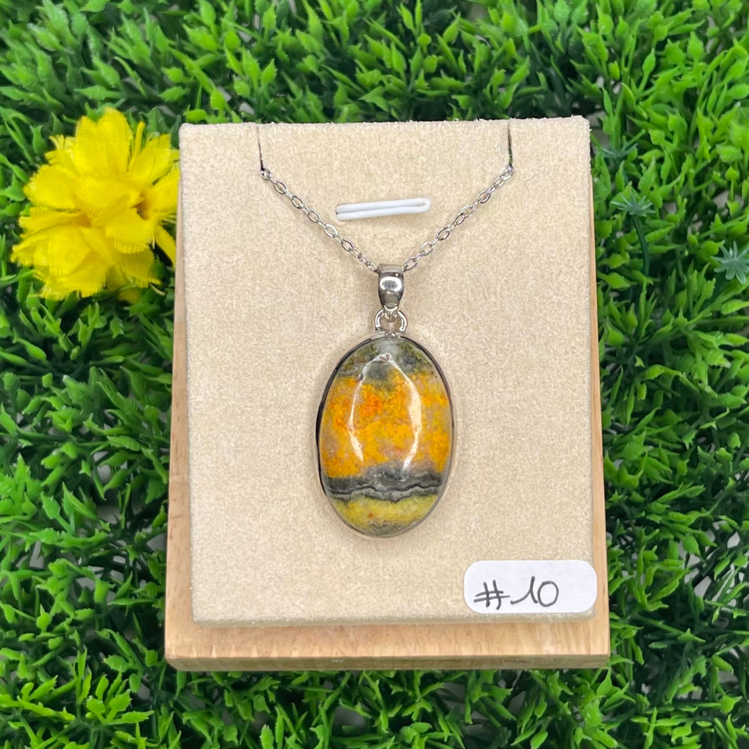 Pendentif Argent Jaspe Bumblebee #10 - Breloques et pendentifs