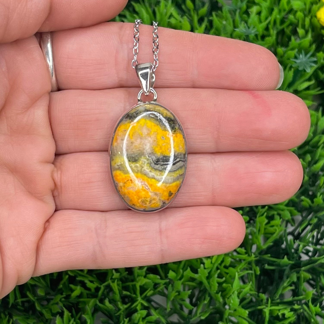 Pendentif Argent Jaspe Bumblebee #11 - Breloques et pendentifs