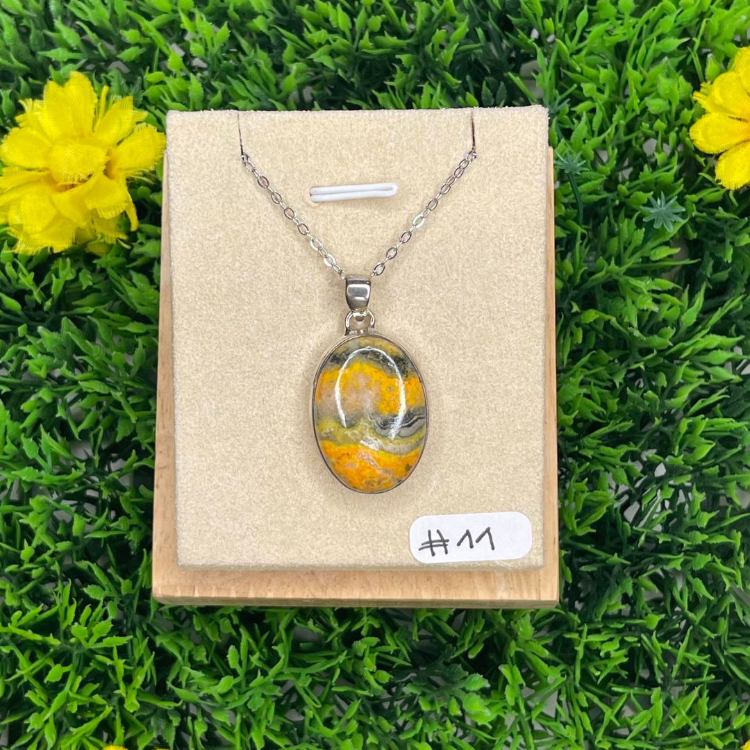 Pendentif Argent Jaspe Bumblebee #11 - Breloques et pendentifs