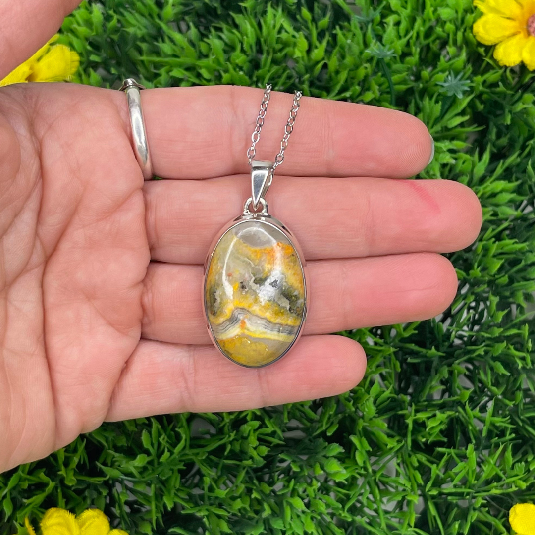 Pendentif Argent Jaspe Bumblebee #13 - Breloques et pendentifs