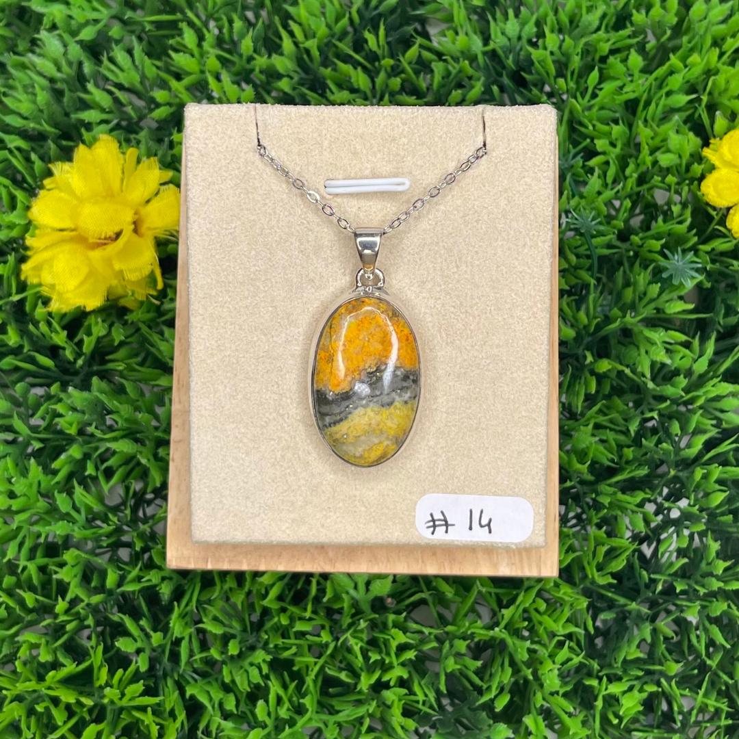 Pendentif Argent Jaspe Bumblebee #14 - Breloques et pendentifs