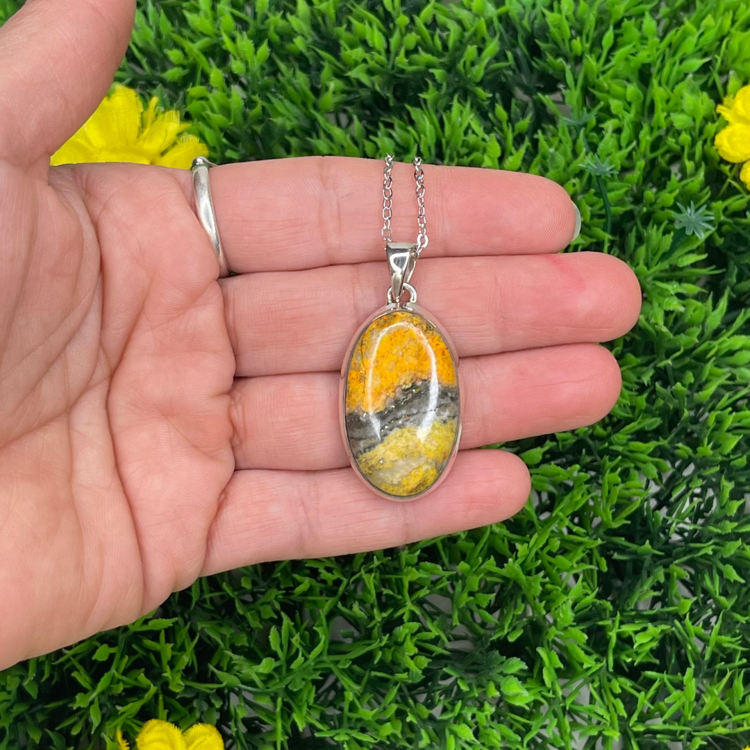 Pendentif Argent Jaspe Bumblebee #14 - Breloques et pendentifs