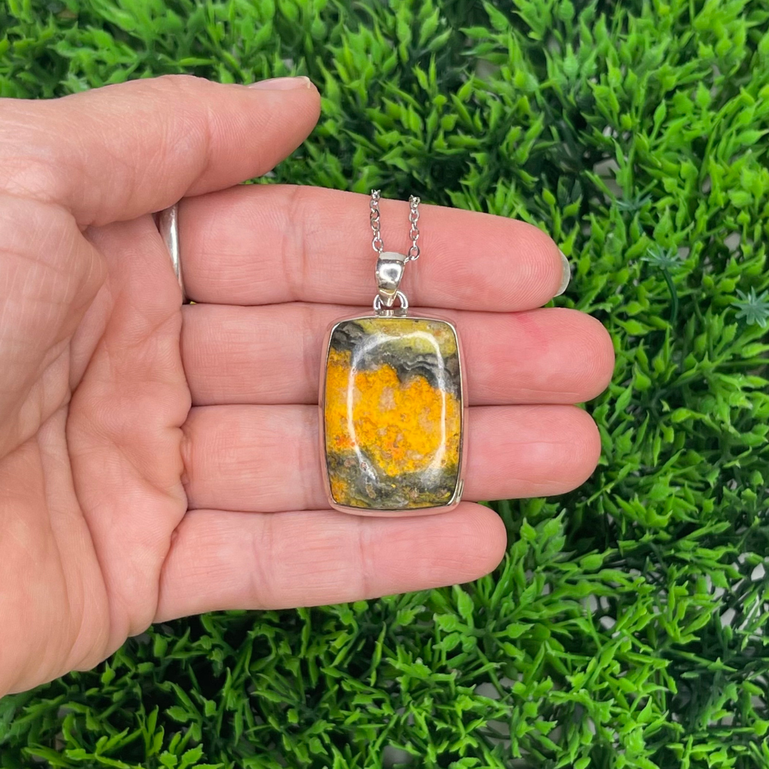 Pendentif Argent Jaspe Bumblebee #15 - Breloques et pendentifs