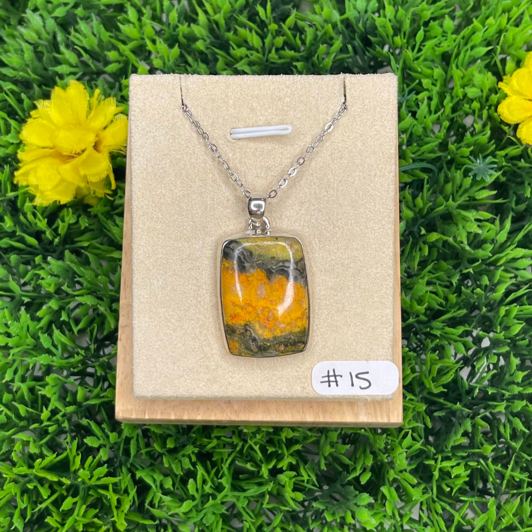 Pendentif Argent Jaspe Bumblebee #15 - Breloques et pendentifs