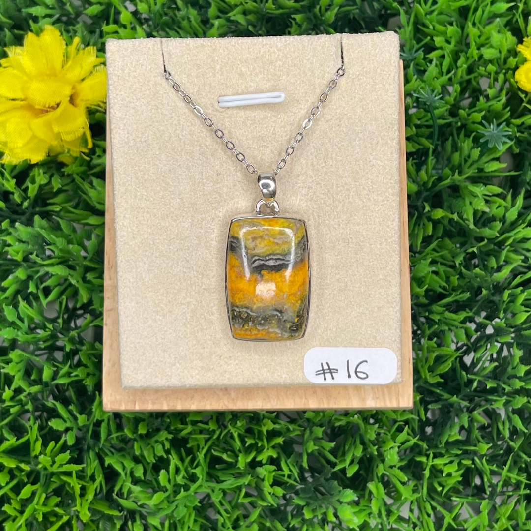 Pendentif Argent Jaspe Bumblebee #16 - Breloques et pendentifs