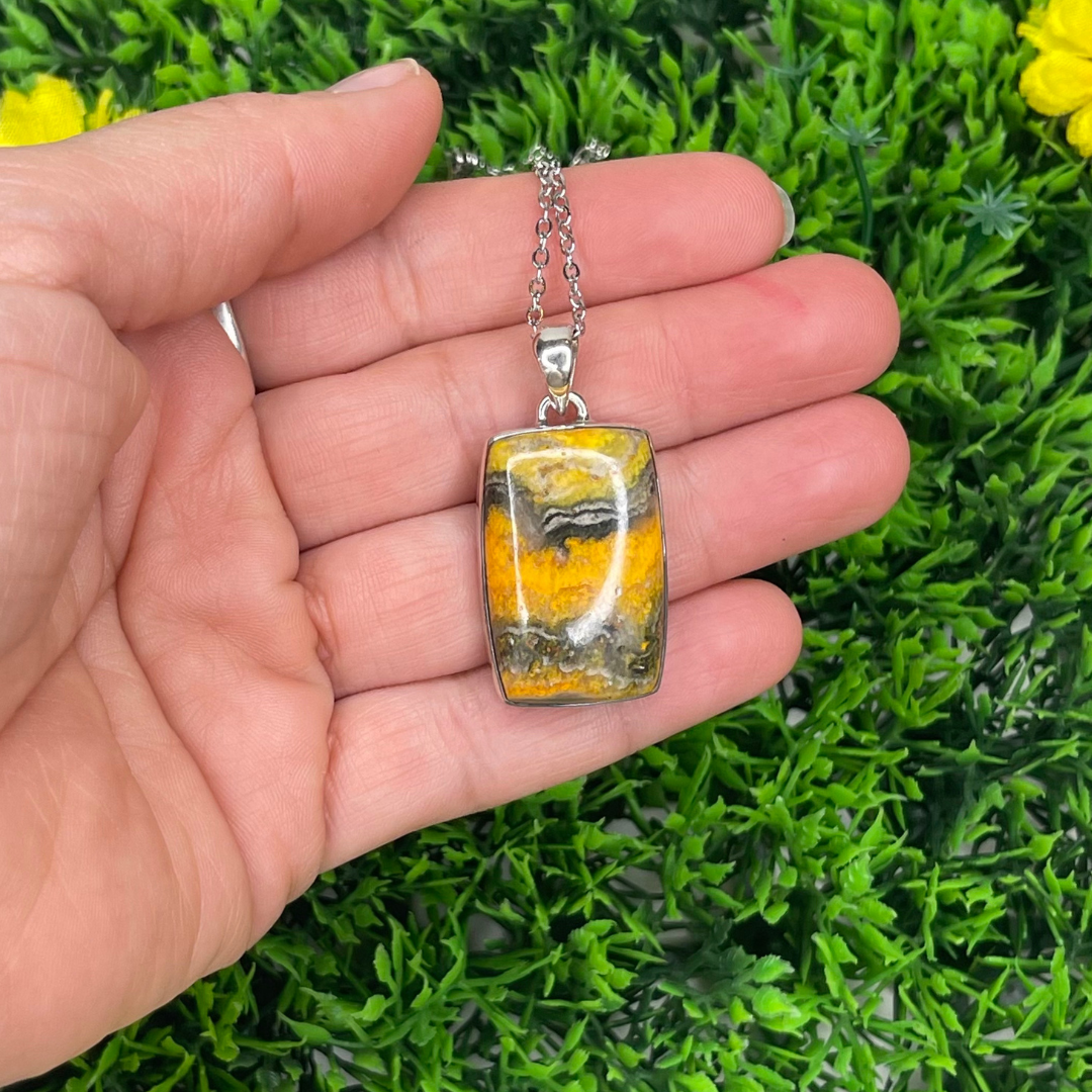 Pendentif Argent Jaspe Bumblebee #16 - Breloques et pendentifs