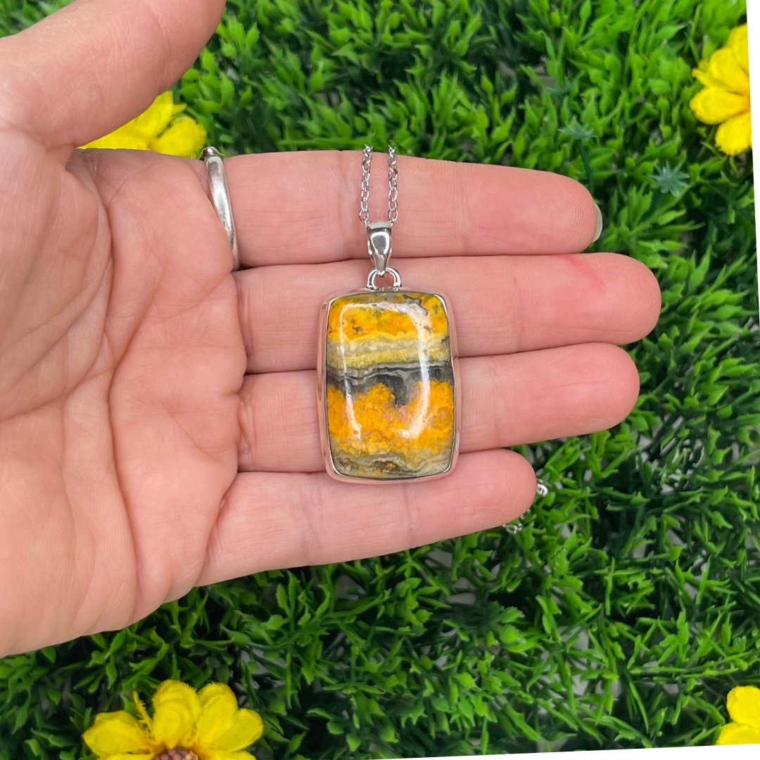 Pendentif Argent Jaspe Bumblebee #8 - Breloques et pendentifs