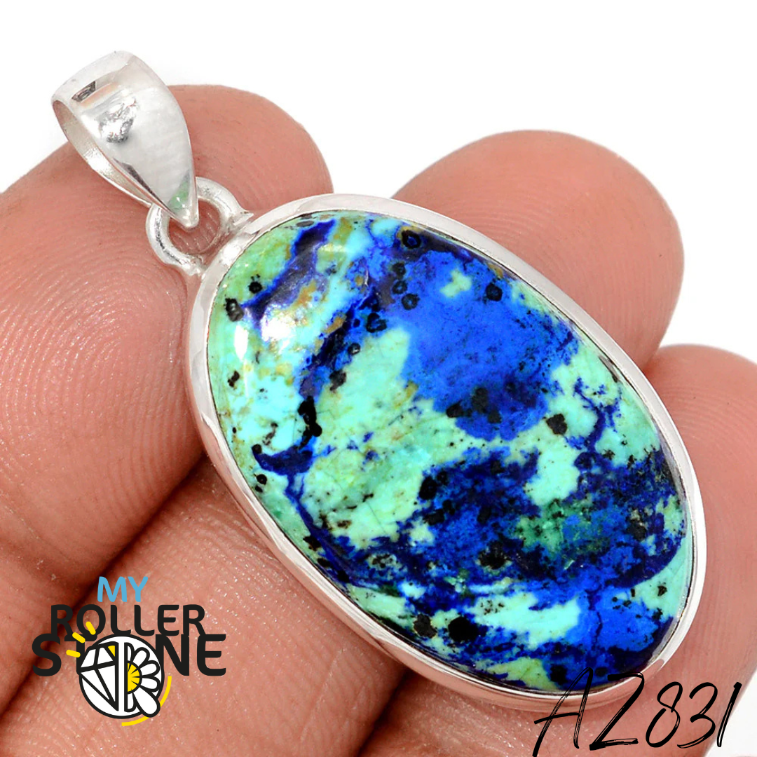 Pendentif Azurite Malachite Argent 925 AZ831 - Bagues
