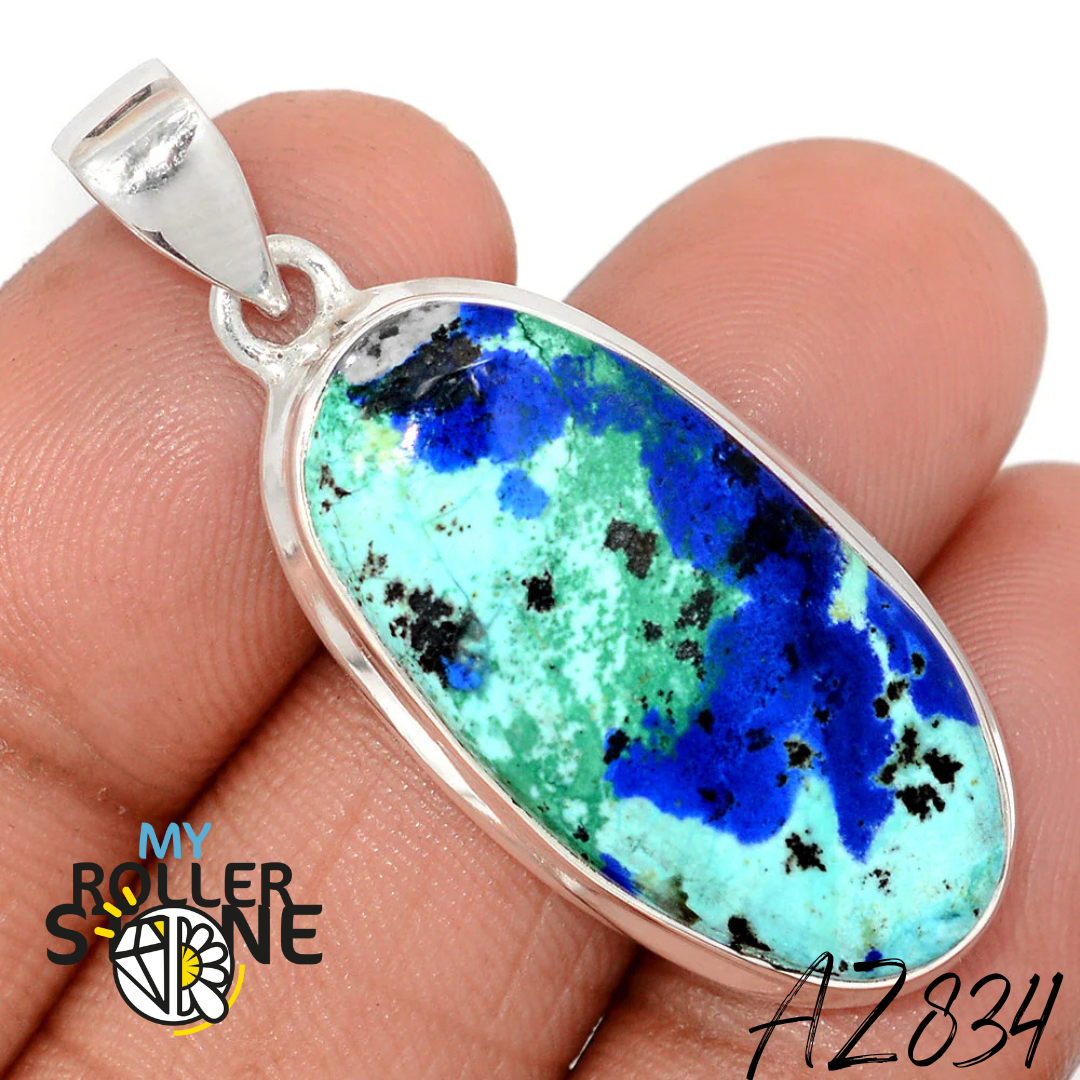 Pendentif Azurite Malachite Argent 925 AZ834 - Bagues