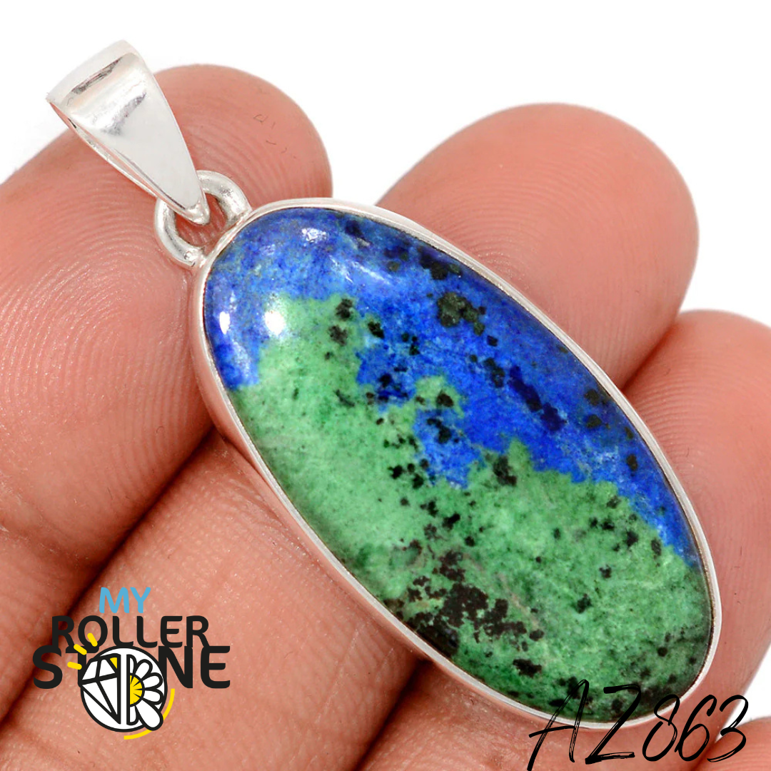 Pendentif Azurite Malachite Argent 925 AZ863 - Bagues