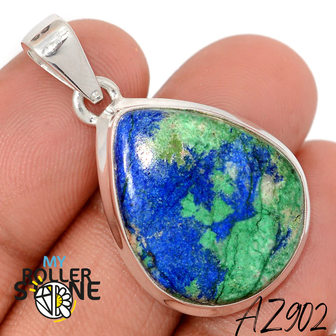 Pendentif Azurite Malachite Argent 925 AZ902 - Bagues
