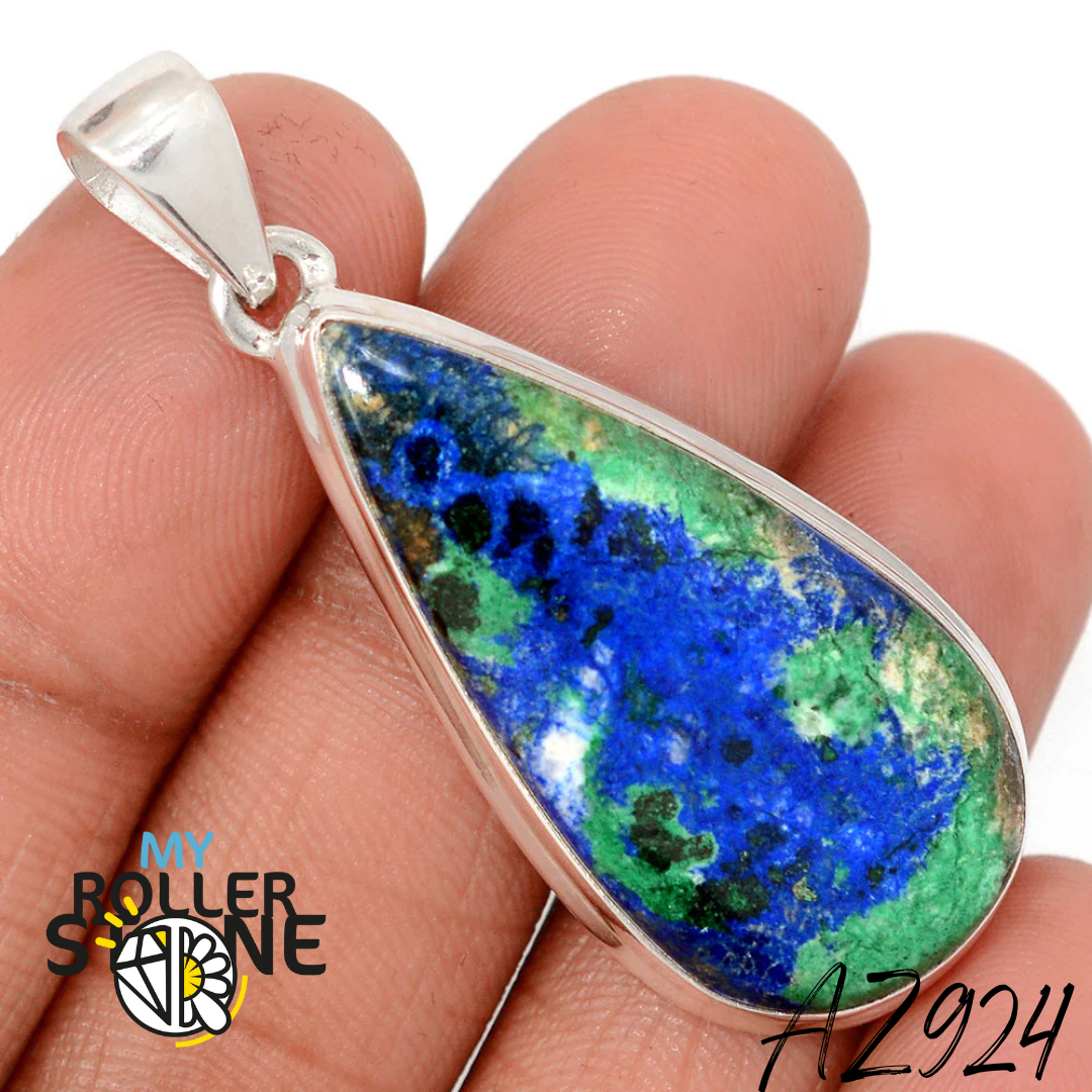 Pendentif Azurite Malachite Argent 925 AZ924 - Bagues