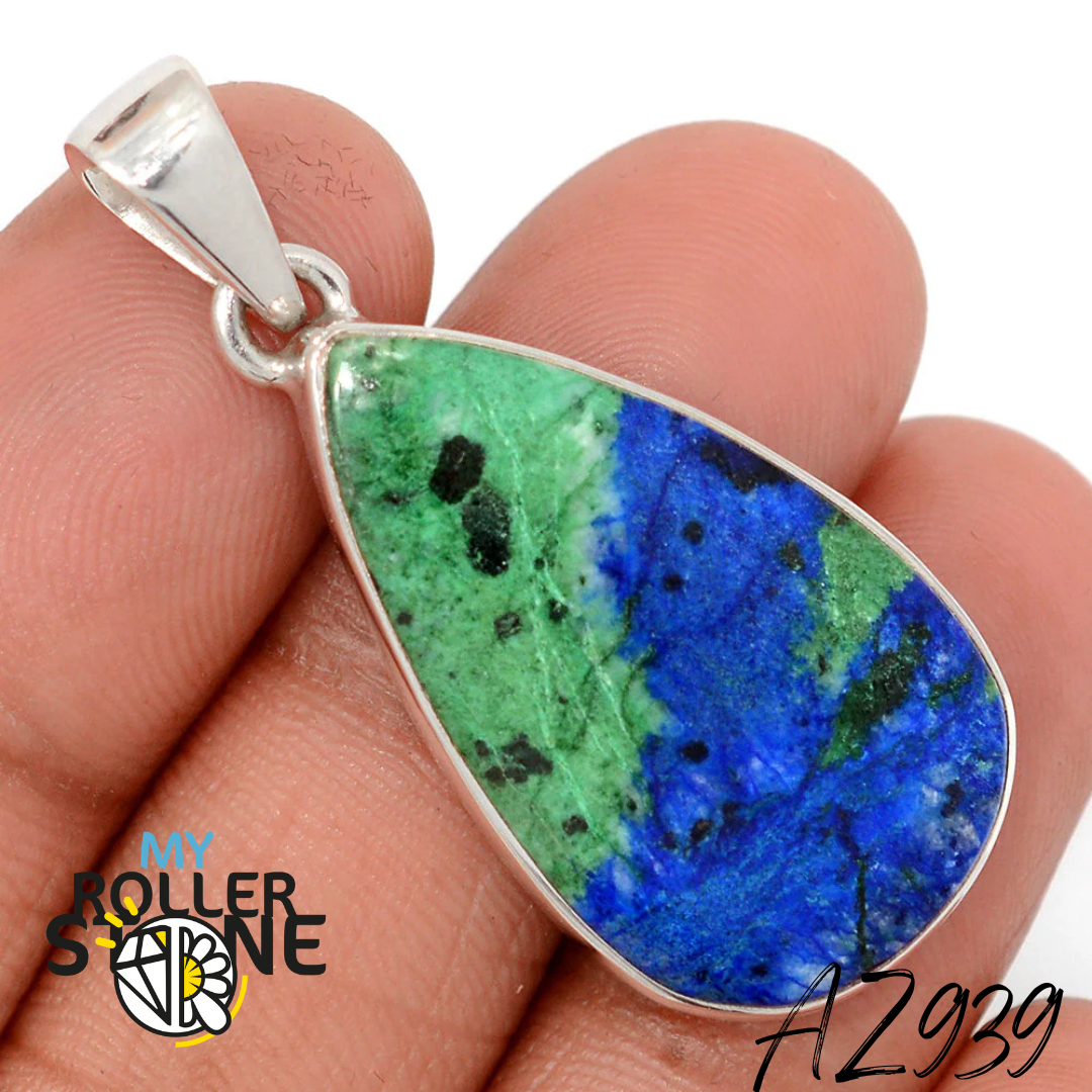 Pendentif Azurite Malachite Argent 925 AZ939 - Bagues