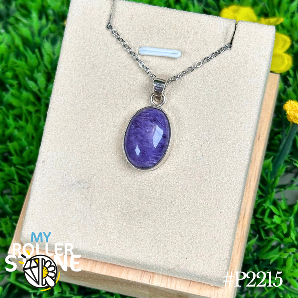 Pendentif en charoïte naturelle et argent 925