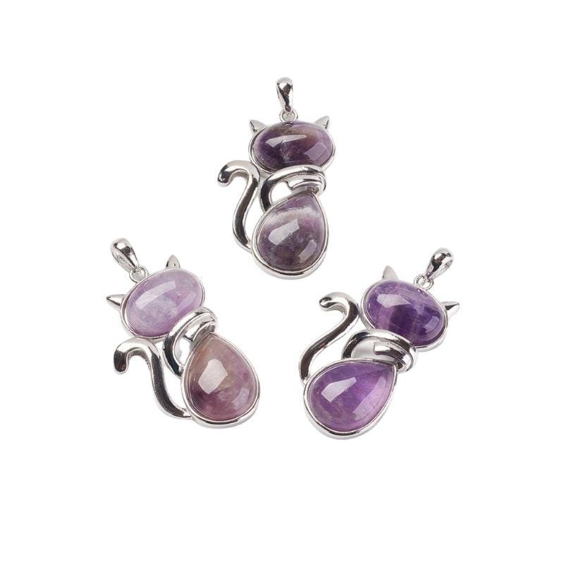 Pendentif chat pierre - Améthyste - Breloques et pendentifs