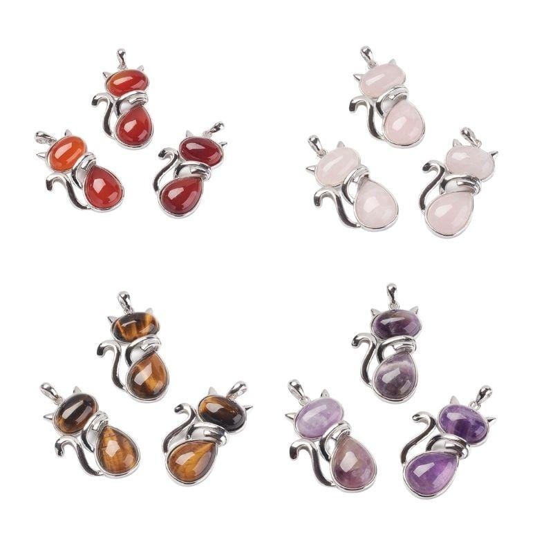 Pendentif chat pierre - Breloques et pendentifs