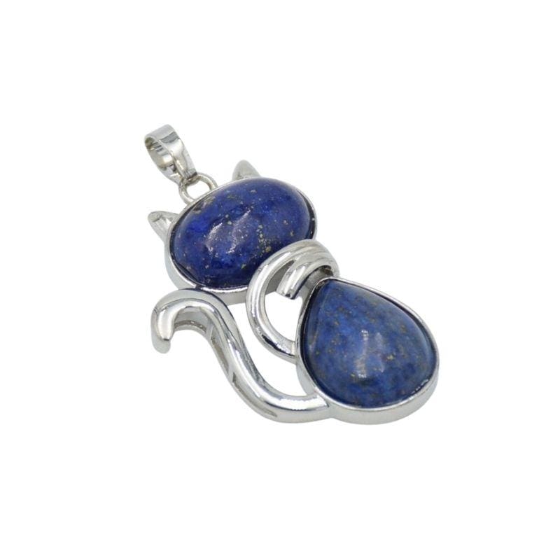 Pendentif chat pierre - Lapis lazuli - Breloques et pendentifs
