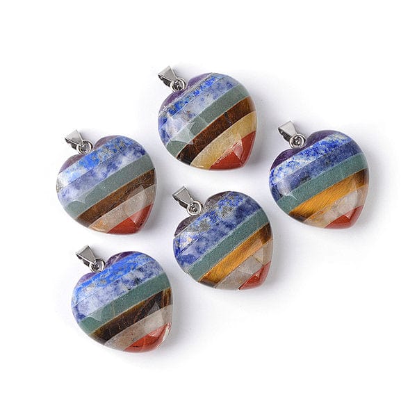 Pendentif Coeur 7 chakras - Breloques et pendentifs