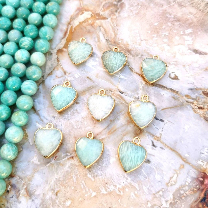 Pendentif coeur Amazonite - Breloques et pendentifs