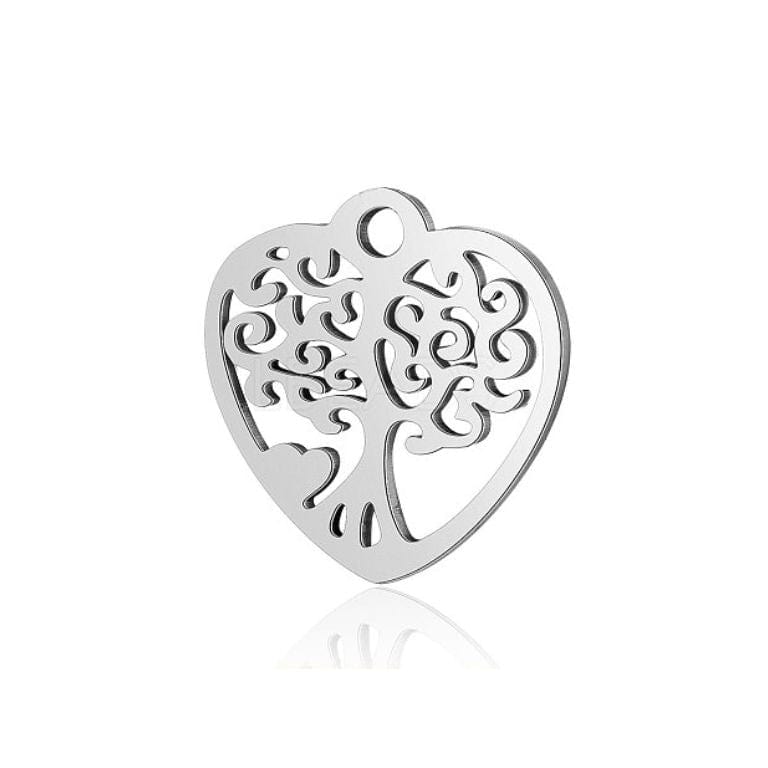 Pendentif Coeur Arbre de Vie Acier Inoxydable argenté