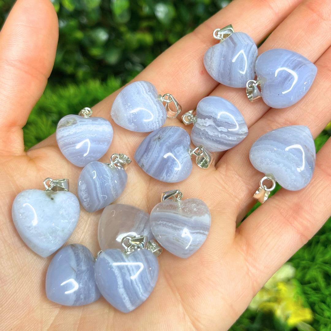 Pendentif Coeur en Calcédoine